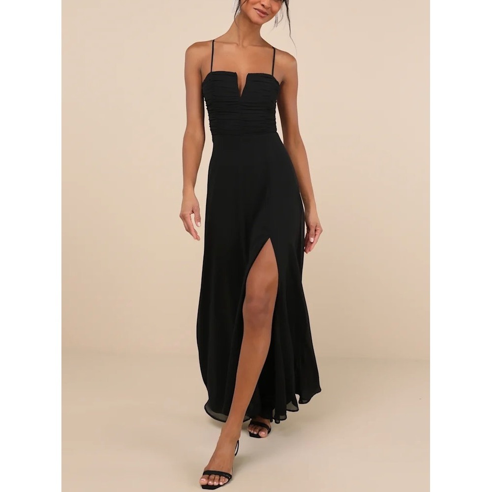 NWT Lulus Sweeney Black Sleeveless Maxi Dress‎ XS Gown Formal Prom